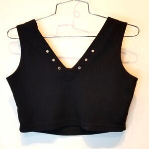 CTME Black Stretch Crop‎ Top Size S